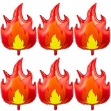 Fire Truck Party Balloons: 32" Firefighter Flame Foil Decor - 6PCS