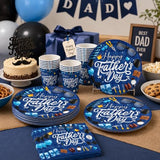 Fathers Day Decorations,101PCS Fathers Day Paper Plates and Napkins(Serves 25),Happy Father’s Day Decorations Includes Paper Plates,Napkins,Cups and Happy Fathers Day Banner