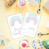 Rainbow Birthday Party Invitations, Pastel Invite Cards (20-Pack) With Envelopes, Birthday Party Supplies Decorations(4"X6")-C01
