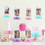 Winter Onederland 1st Birthday Party Decoration, 8pcs Winter Onederland Photo Honeycomb Centerpiece Pink Purple Blue Snowflake Table Topper for Winter Onederland 1st Birthday Girl Decoration