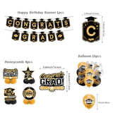 2025 Graduation Decorations Black "Class of 2025" Banner, Balloons & Swirls