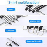 4-Pack Mini 3-in-1 Capacitive Stylus Pens with Keyring Loop