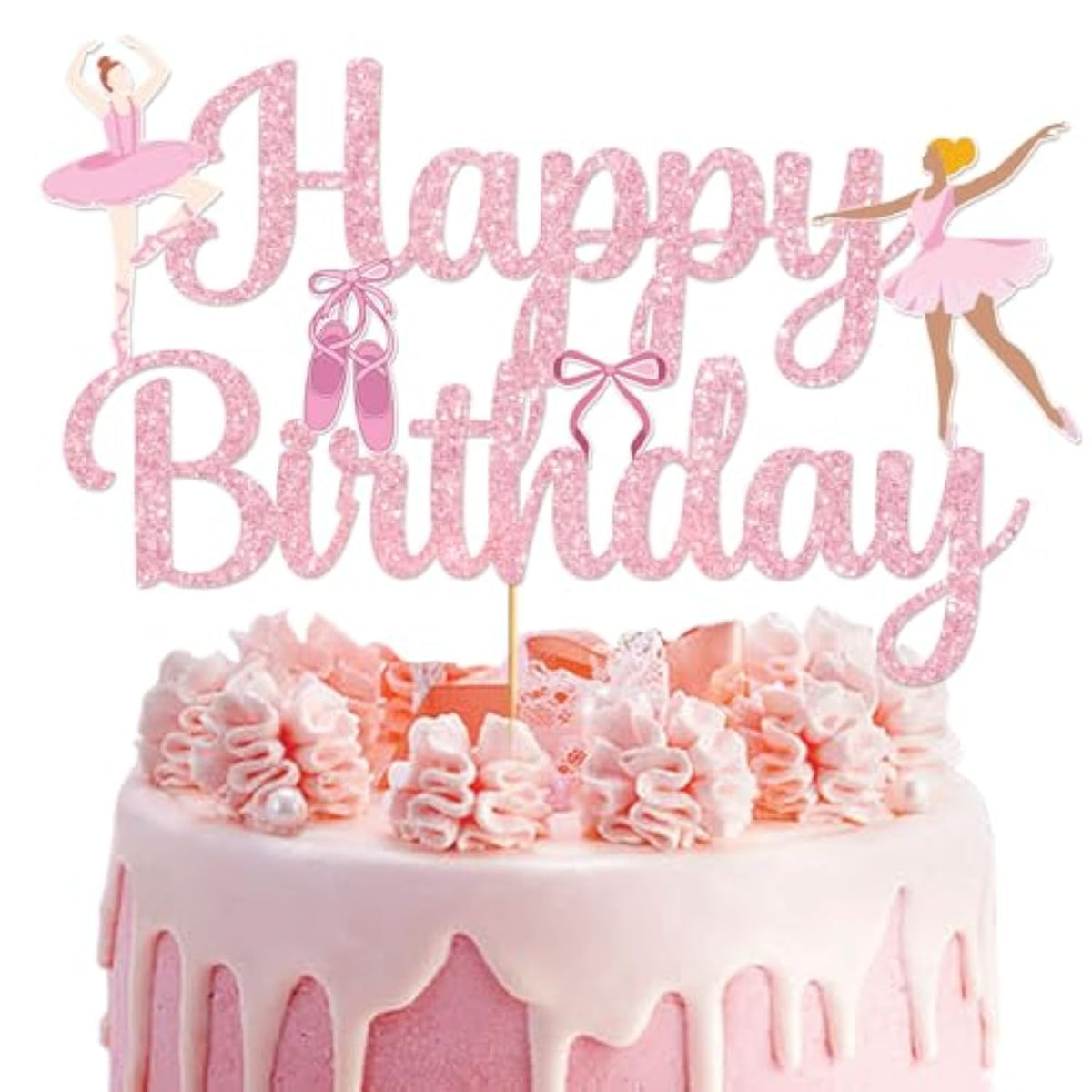 Ballerina Ballet Cake Topper, Ballerina Birthday Party Decorations, Ballet Cake Decorations For Dancer Princess Party Favors, Pink Glitter