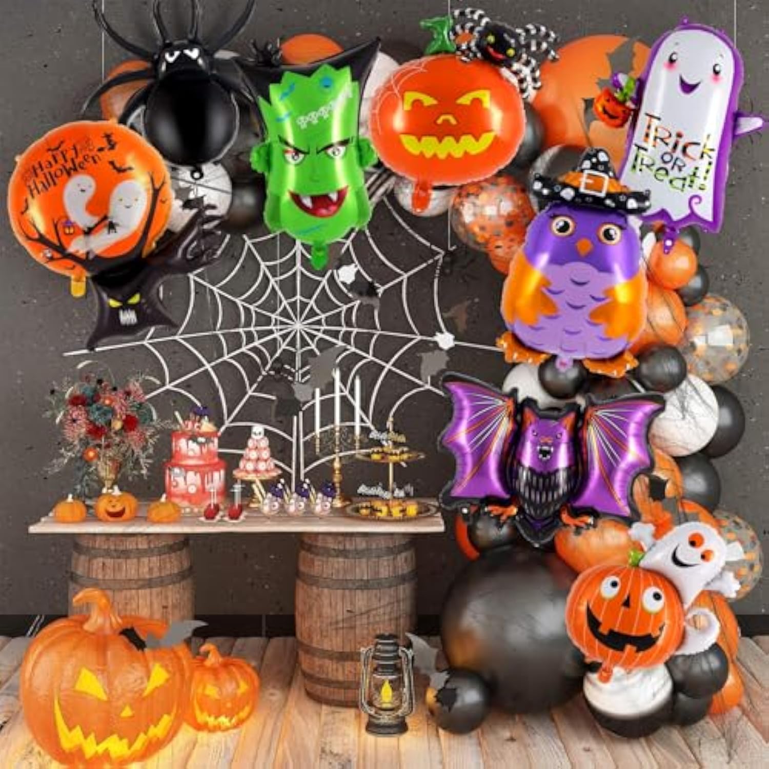 Halloween Foil Balloon Set: Ghost, Pumpkin, Witch, Spider - 10PCS