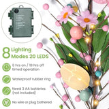6 Ft Pre-Lit Easter Garland With 20 Led Lights & 8 Mode Timer, Mixed Pastel Easter Pip Berry Spring Galand For Mantle Decorations, Lighted Artificial Easter Egg Garland For Fireplace Table Holiday