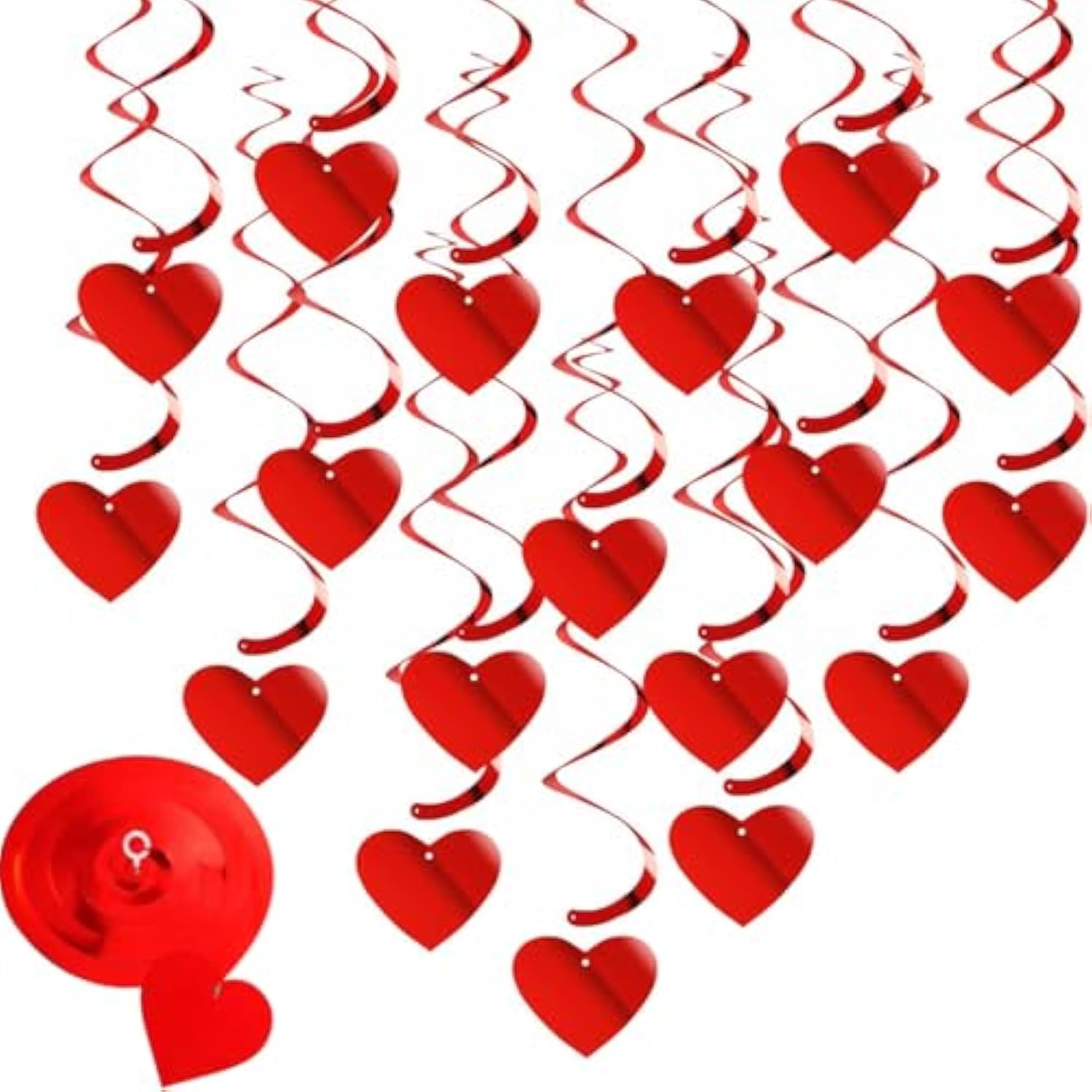 18Pcs Valentines-Day Red Heart Swirls Party-Decorations Romantic Special Night Galentines Hanging Streamers Garland Wedding Anniversary Baby Bridal Shower Birthday Decor Supplies