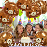 8Pcs Bear Balloon Farm Animal Balloons, Cute Bear Shaped Brown Balloons Foil Balloons For Baby Shower Decorations Animal Birthday Party Jungle Theme Party Decoration, Birthday Party Decor Supplies