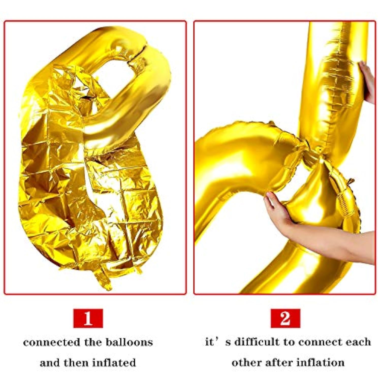 Foil Chain Balloons Jumbo Chain Balloons For 80S 90S Party Decorations Giant Balloon Chain Balloons Gold (Gold, 16 Inch)