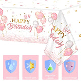 3 Pieces Pink Rose Gold Tablecloth For Rose Gold Birthday Decoration Plastic Disposable Party Table Covers For Rectangle Tables Girl Women Parties Happy Birthday Wedding Party Favors, 54 X 108 Inches