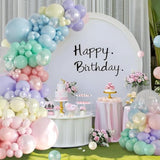 Pastel Rainbow Balloon Garland Arch Kit 126Pcs Double Stuffed Pearl Pink Blue Yellow Peach Purple Turquoise Clear Balloons For Birthday Party Baby Shower Gender Reveal Easter Spring Day Decorations