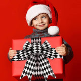 2 Rolls 2.6 Inch X 10 Yards Christmas Checkered Ribbon Black And White
