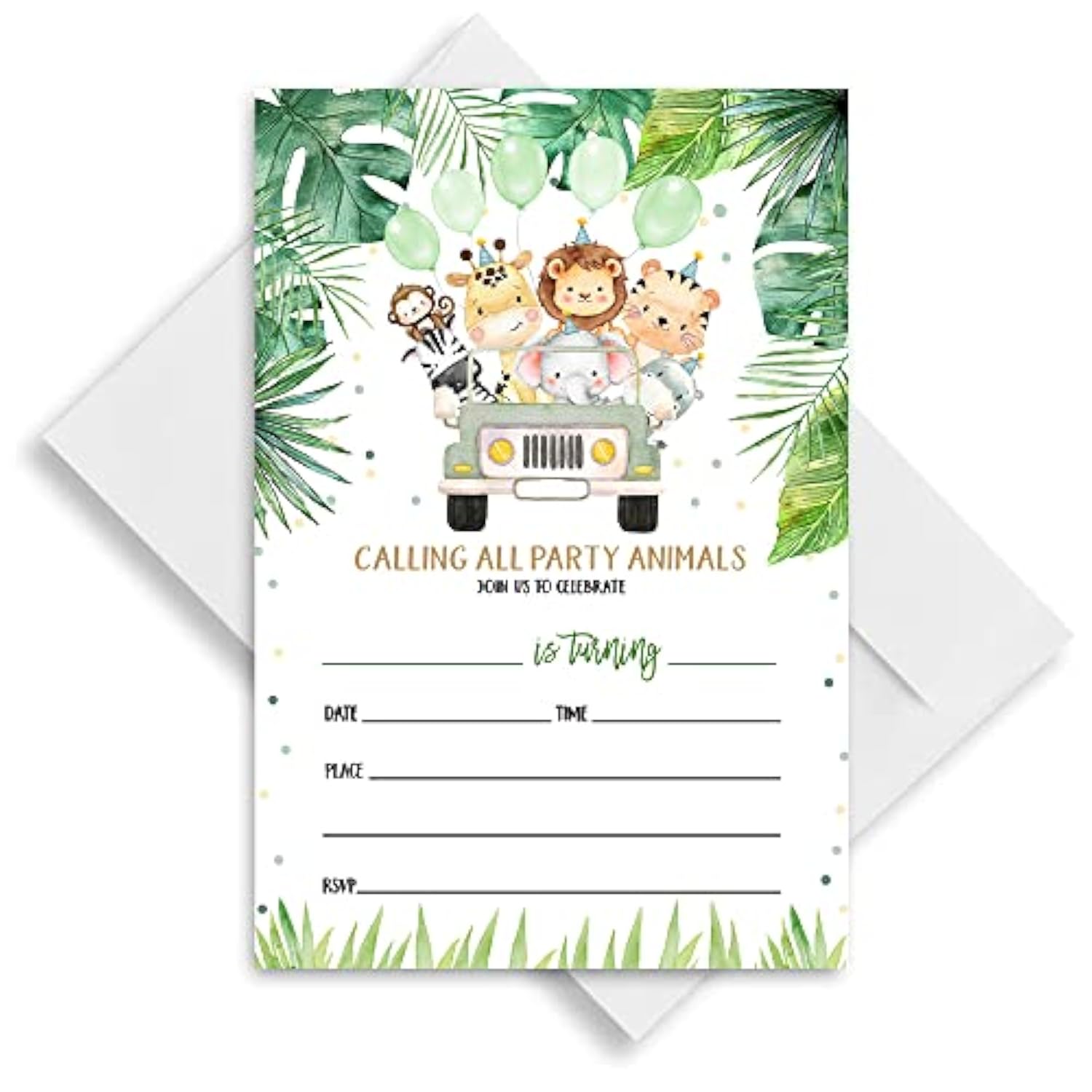 Party Animal Birthday Decorations, Jungle Animals Party Celebration, Animals Invitations For Kids Birthday. (070)