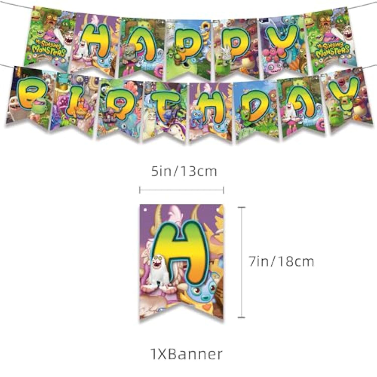 Monster Theme Birthday Party Supplies Includes Cupcake&Cake Topper-Happy Birthday Banner-Background-Balloons-Invitation Card For Kids Monster Party Decoration