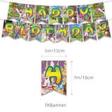 Monster Theme Birthday Party Supplies Includes Cupcake&Cake Topper-Happy Birthday Banner-Background-Balloons-Invitation Card For Kids Monster Party Decoration