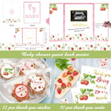 Strawberry Baby Shower Decorations, Balloon Arch Backdrop Banner Tablecloth Cake & Cupcake Toppers Boxes Mom To Be Sash Kit For Girl Berry Sweet Baby Shower Decorations