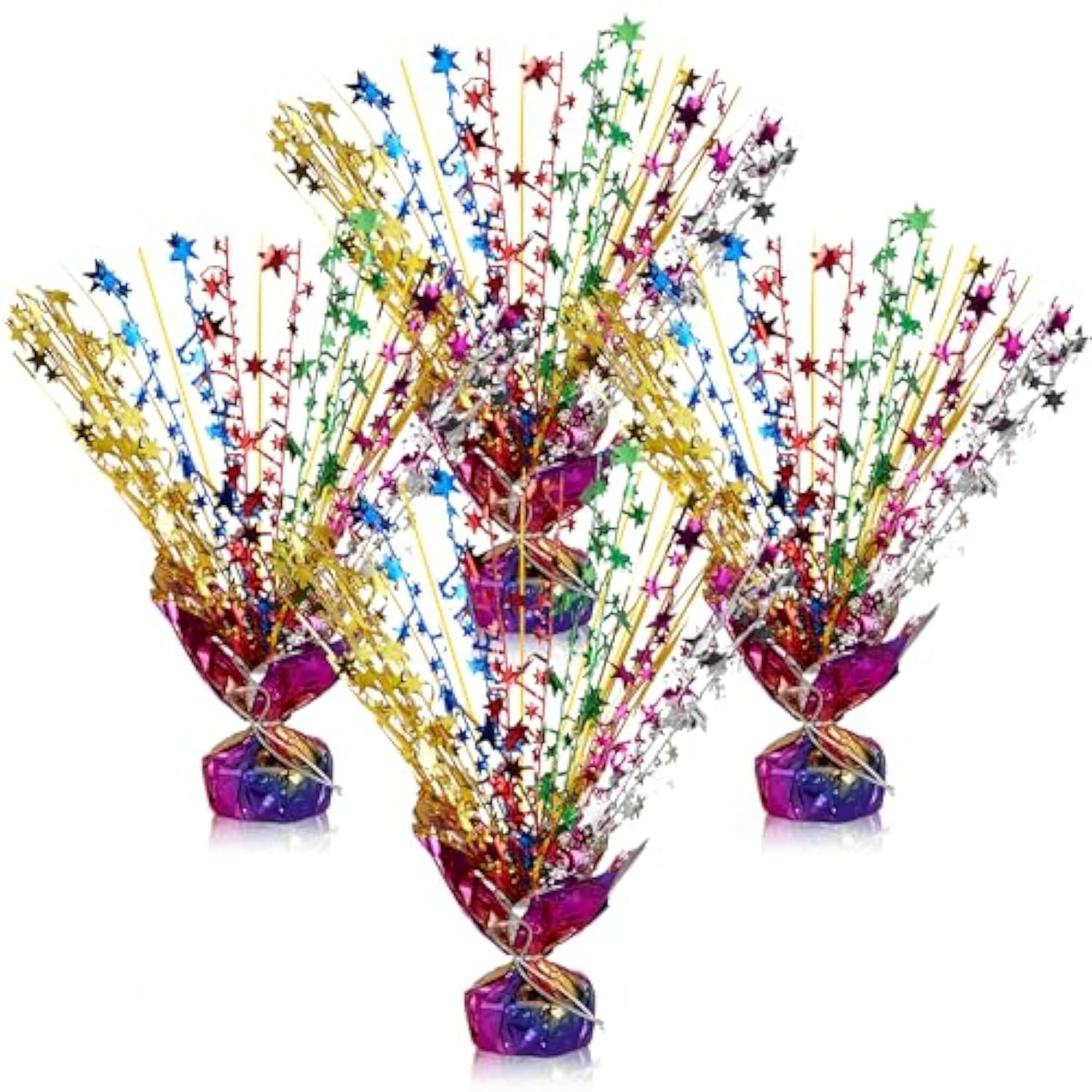4 Pcs Metallic Foil Star Spray Centerpieces for New Year, Birthday, and Wedding