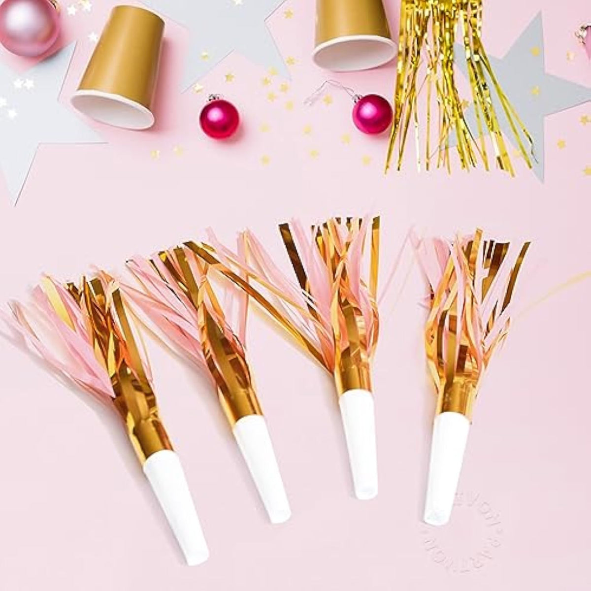 24pcs Gold Pink Noise Makers Party Blowouts Favors Birthday Baby Shower