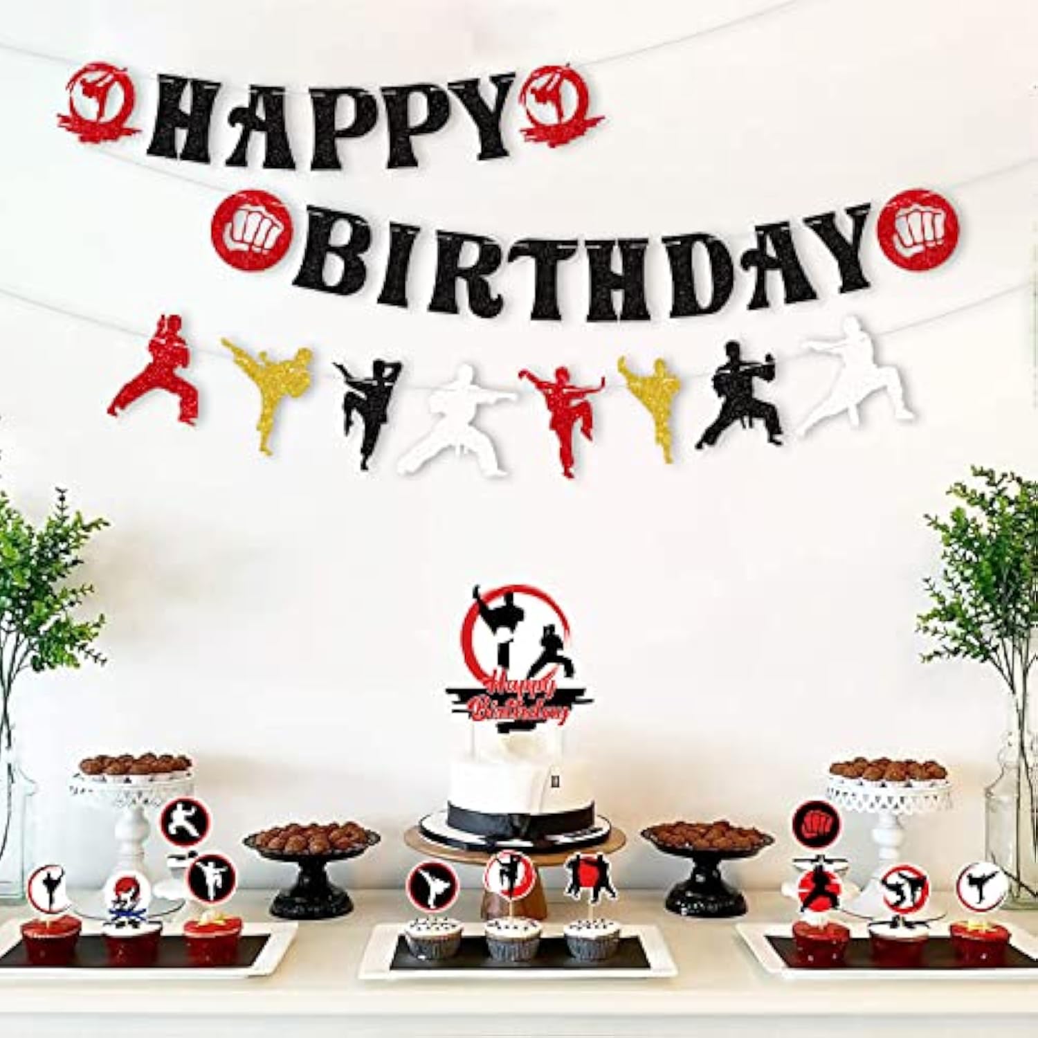 Karate Sports Party Supplies - Taekwondo Birthday Banners, Cake Toppers, Table Centerpieces, Balloons For Boy Girl Party
