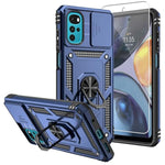 Smky For Moto G Play 2024 Case,With Screen Protectors And Camera Cover,[Military Grade] 16Ft.Drop Tested With Magnetic Kickstand Protective Case For Motorola G Play 4G 2024 6.5 Inch, Blue
