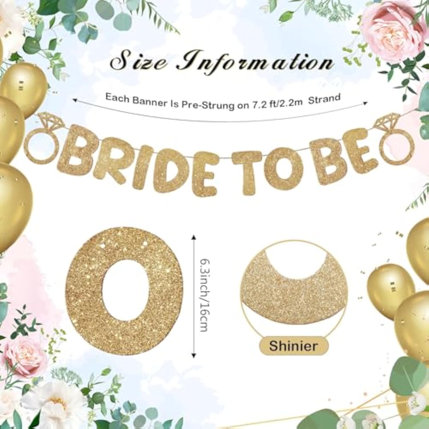 Pre Strung Bride To Be Glitter Banner Bridal Shower Decorations Bride To Be Sign Bachelorette Party Banner Bridal Shower Garland For Engagement Wedding Party Decorations(Champagne Gold)