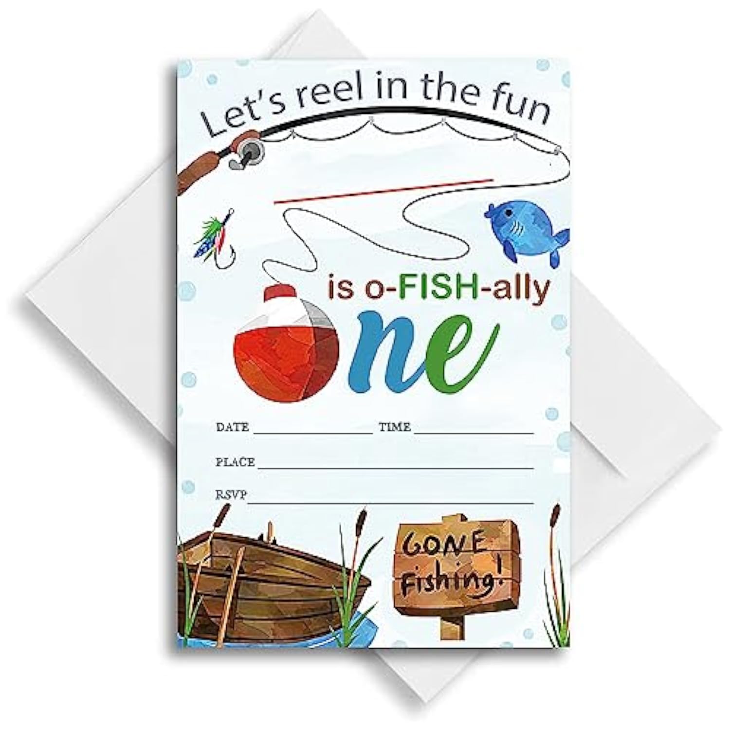 Fishing 1St O-Fish-Ally One Birthday Decorations, Fishing Party Celebration, Fishing Invitations For Birthday. (086)