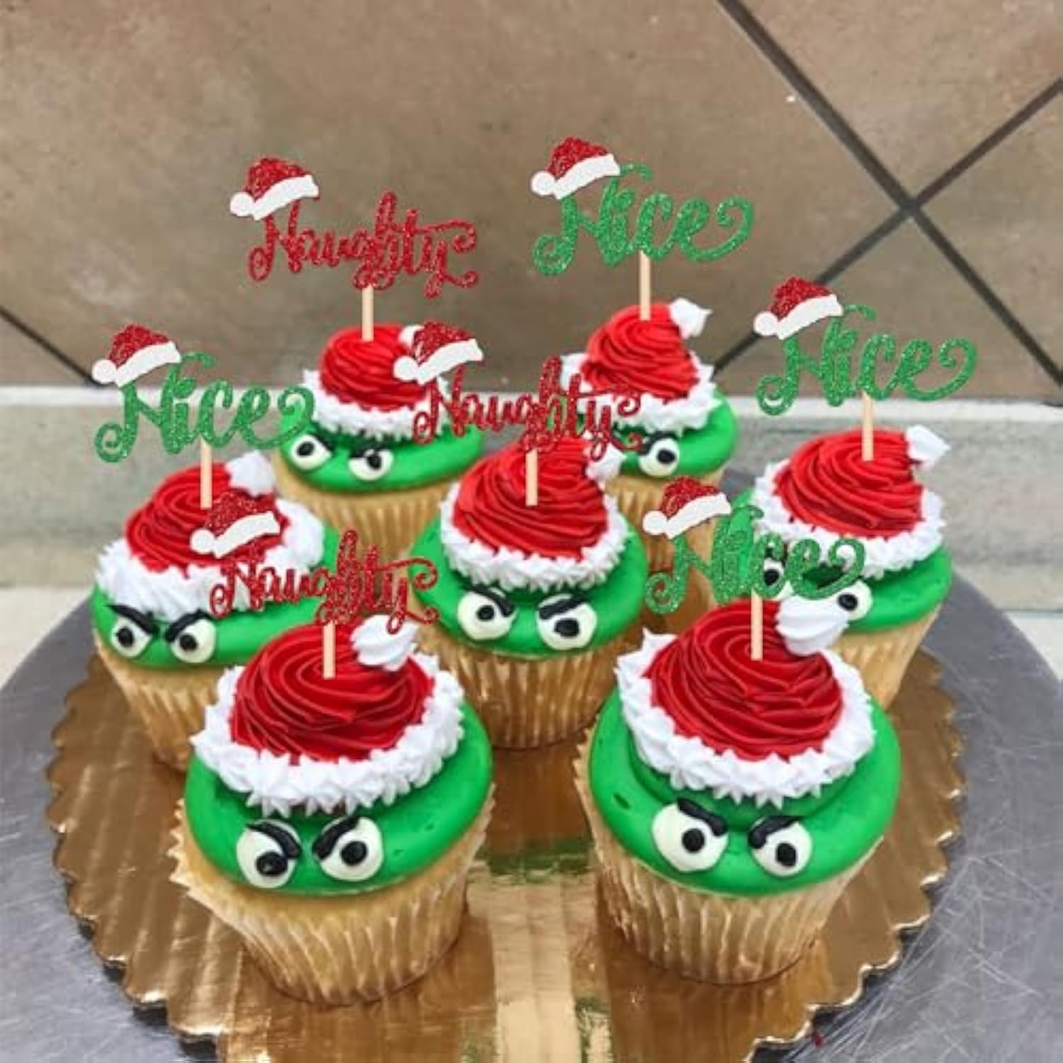 24 Pcs Naughty Or Nice Cupcake Toppers Glitter Santa Hat Merry Christmas Cupcake Picks Naughty Or Nice Cake Decorations For Merry Christmas Santa Happy New Year Holiday Birthday Party Supplies