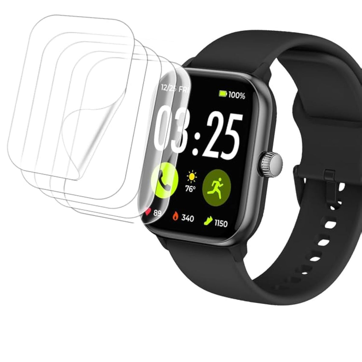 [5 Pack] Compatible With Spade & Co Health Smartwatch 4 Screen Protector, Case Friendly Hd Clear Anti-Scratch Bubble Free Anti-Fingerprint Pet Film For Spade & Co Health Smartwatch 4 1.85 Inches