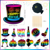 36Pcs New Year Scratch Paper Art Kit, New Year’S Eve Rainbow Scratch Off Cards For 2026 Nye Holiday Activity School Diy Drawing Project Supplies, News Years Paper Scratch Cards