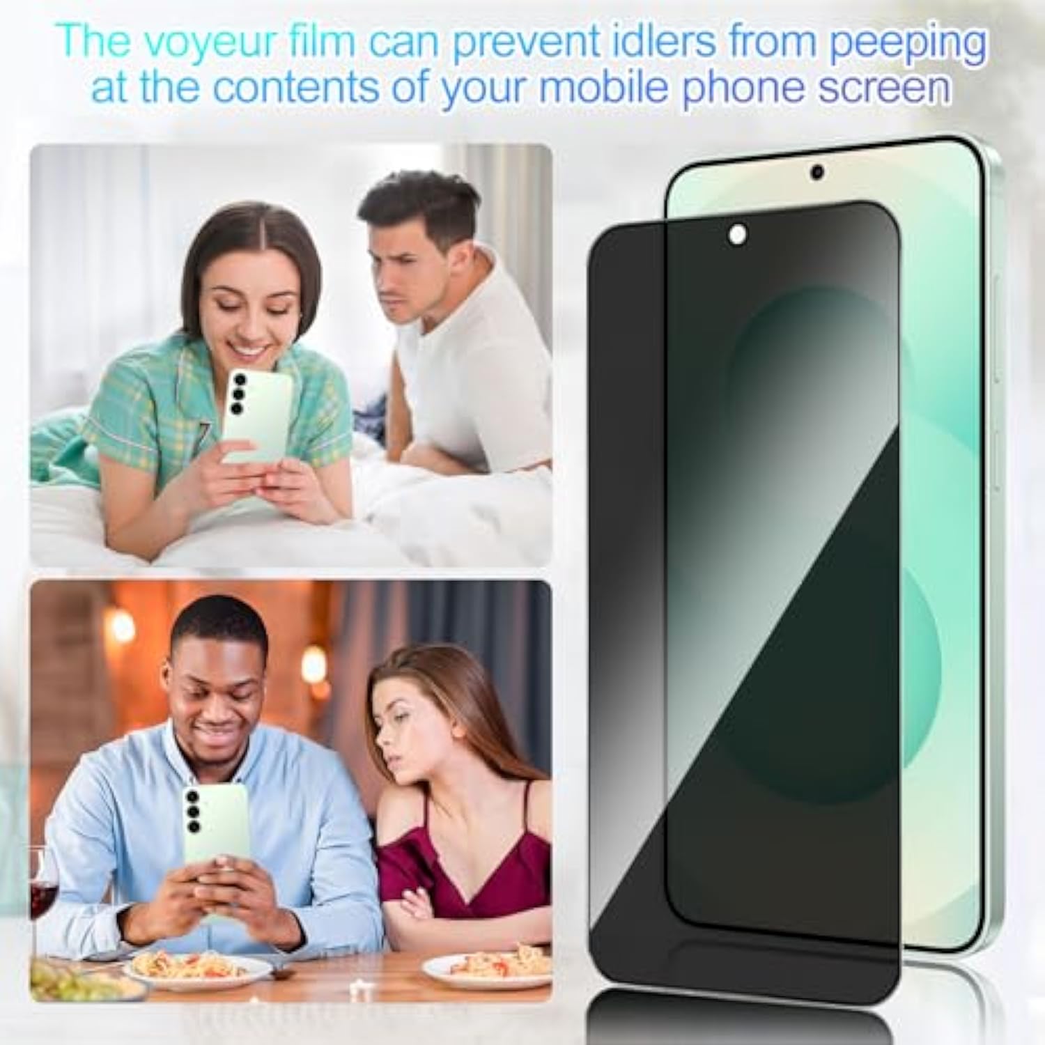 2 Pack Privacy Screen Protector For Samsung Galaxy S25 Plus/Galaxy S25+ [Anti-Spy Tempered Glass][Fingerprint Unlock Support], Anti-Scratch, Bubble-Free, Easy Install 9H Protective Glass