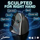 Inventor Of The Vertical Mouse Vmc Vertical Ergonomic Mouse Wireless Usb/Bluetooth Ergo Design For Right Hand M-L, Sculpted Comfort, 4 Speeds, Copy & Paste Buttons