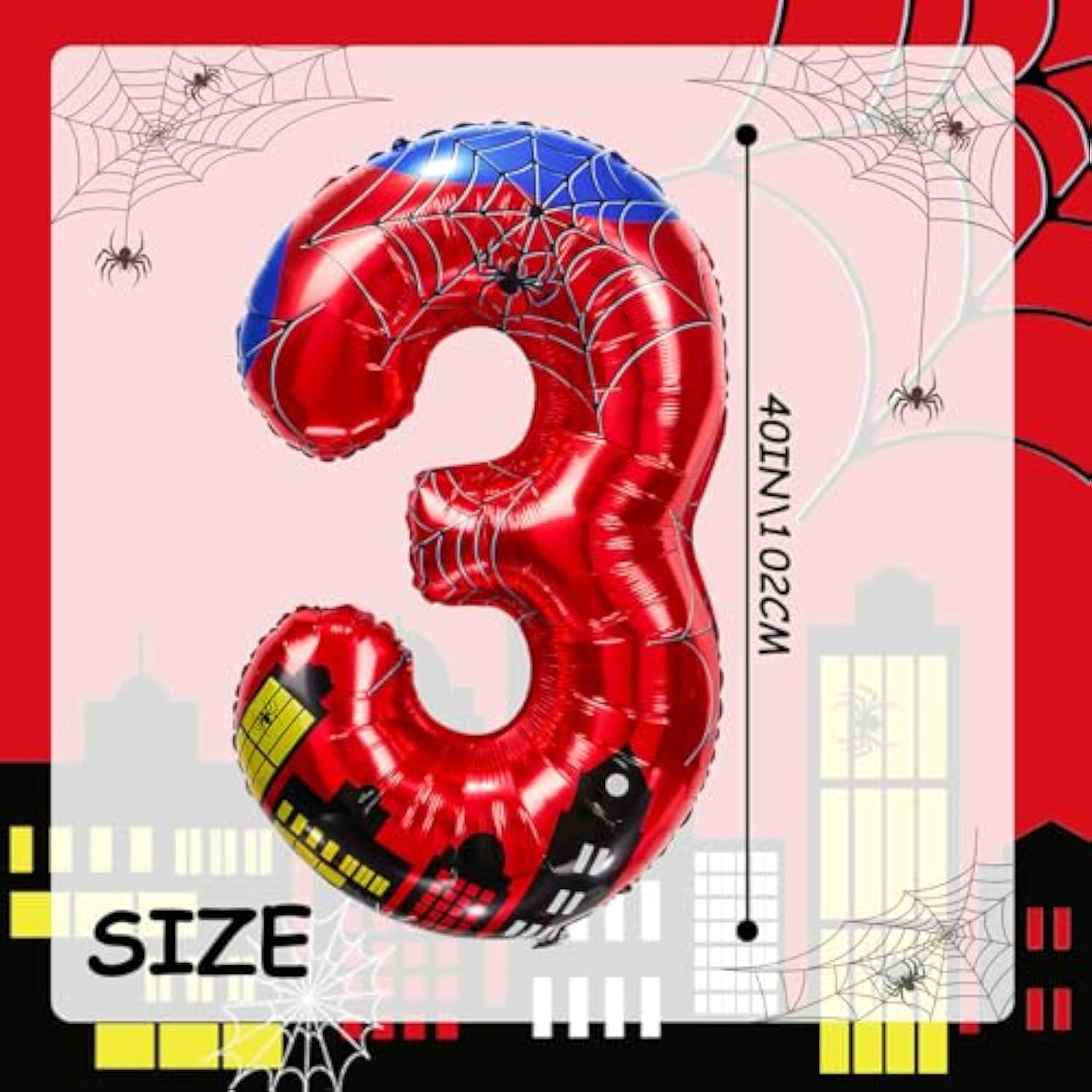 40 Inch Spider Theme Number Foil Balloons, 1-9 for Kids' Birthday Party Decor