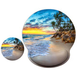 Ergonomic Mouse Pad With Wrist Support Wrist Rest Smooth Surface Non-Slip Rubber Base Comfortable Office Supplies Pain Relief, 9.8 X 9.1 Inches, Beach