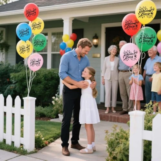 Jumdaq Welcome Back Balloons Decoration Tropical Balloons Mixed For Back To School, Reunion Army Theme Deployment Return Home Family Party Decoration 21 Pieces