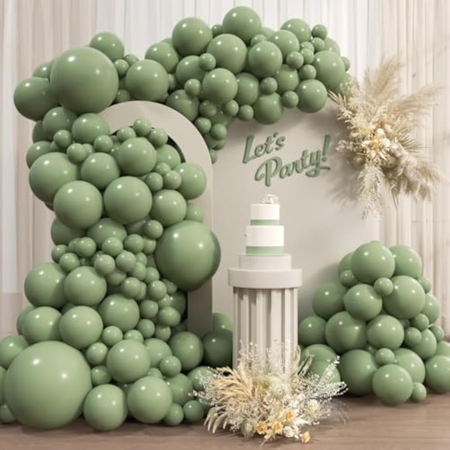 110pcs Sage Green Balloons, Various Sizes for Wedding, Baby Shower, Birthday Party Decorations