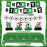 Soccer Birthday Party Decorations, 44Pcs World Soccer Party Decorations Included Happy Birthday Backdrop Tablecloth Cake Toppers Honeycomb Centerpieces for Soccer Party Supplies
