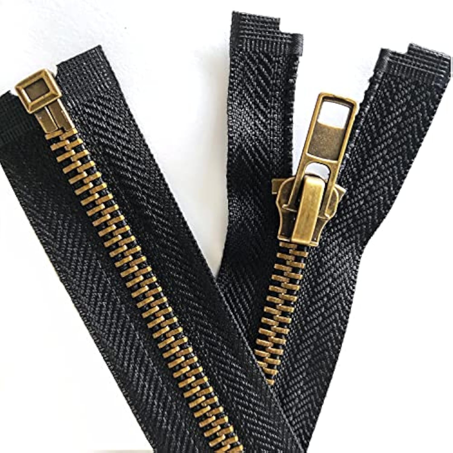 2Pcs #5 24 Inch Zippers For Jackets Sewing Coats Crafts Brass Separati