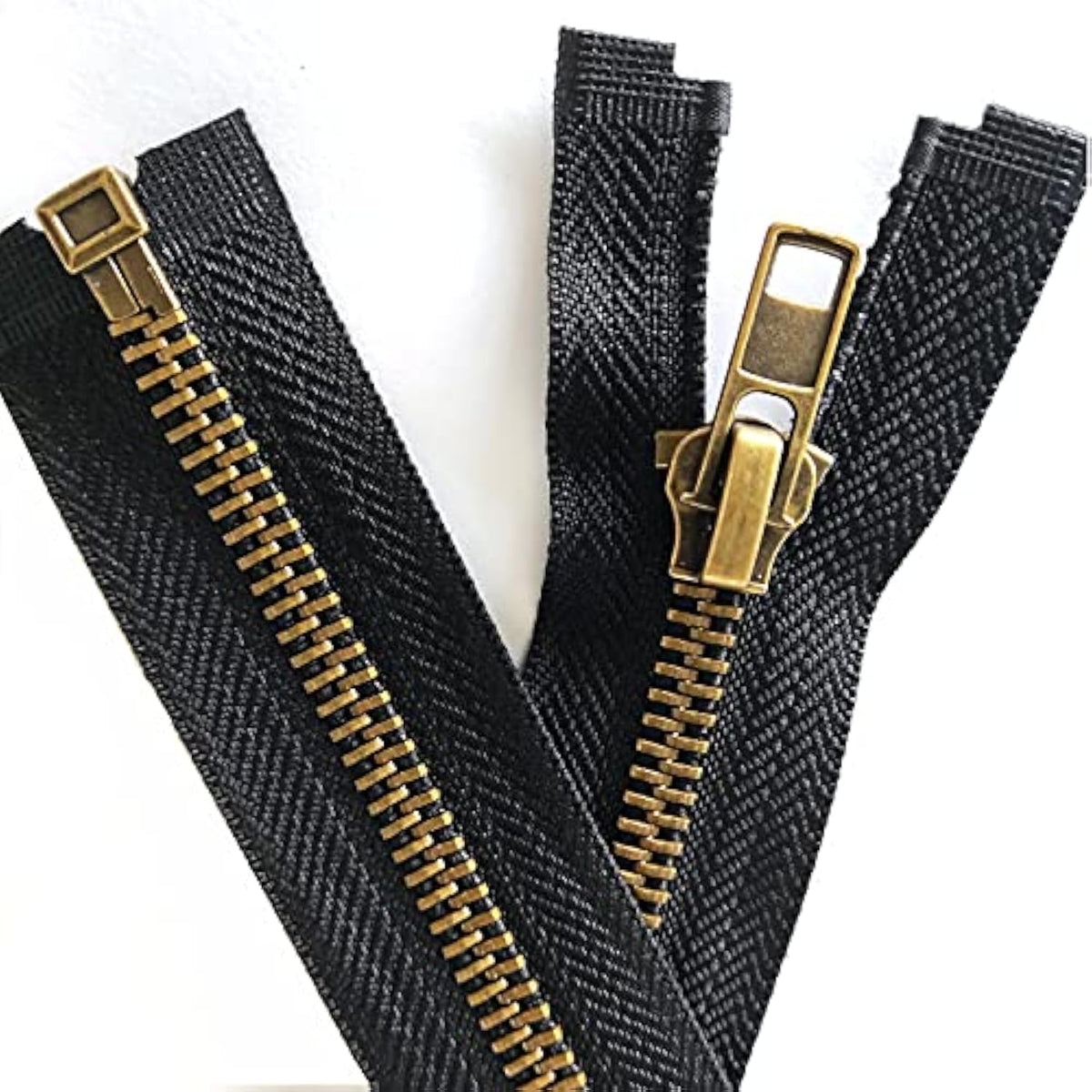 2Pcs #5 24 Inch Zippers For Jackets Sewing Coats Crafts Brass Separati