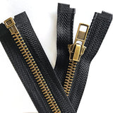 2Pcs #5 24 Inch Zippers For Jackets Sewing Coats Crafts Brass Separati