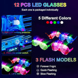 260 Pcs Glow In The Dark Party Supplies, New Year Party Favors - 20 Foam Glow Sticks, Led Glasses, Bunny Ear Headbands And 200 Glow Sticks For Kids Or Adults