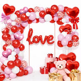 Valentine's Day Balloon Arch Kit, Pink Red White Balloon Set