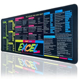 Excel Shortcuts Mousepad, Large Excel Cheat Sheet Desk Mat With Stitched Edge Non-Slip Excel Mouse Pad For Office And Work From Home (Colorful)