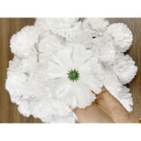 50 Artificial Silk Carnation Flower Head With Stems Set,Vase Fillers For Bridal Wedding Party Birthday Cake Ornaments,Diy Wrist Corsage, 3" Multiple Petals Heads (Pure White)