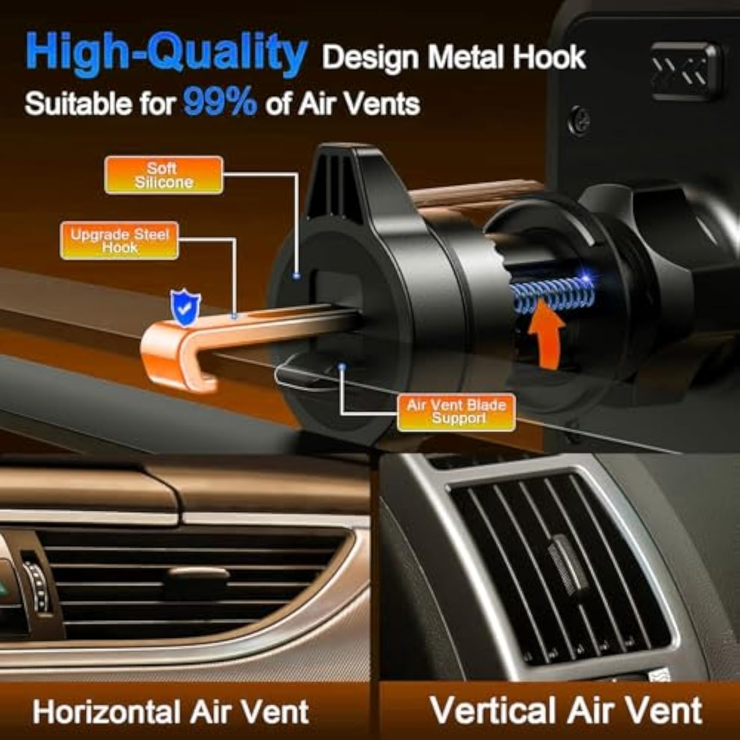 Military-Grade Suction & Stable Hook Phone Mount Fit for iPhone & Android Phone