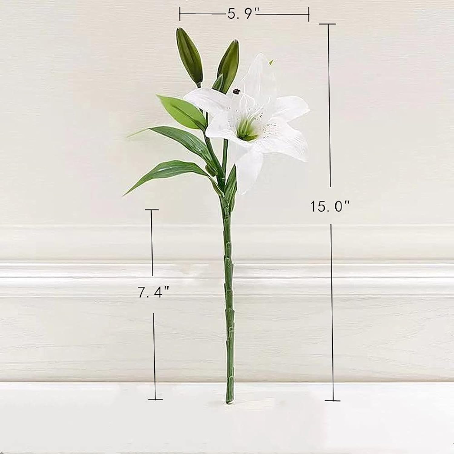 5Pcs Artificial Lily Faux Flowers Plastic Easter Tiger Lily Real Touch Bouquet For Wedding Party Home Garden Hotel Decor (White)