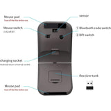 Foldable Arc Wireless Mouse With Usb Receiver, Bluetooth 2.4Ghz Dual-Mode Rech
