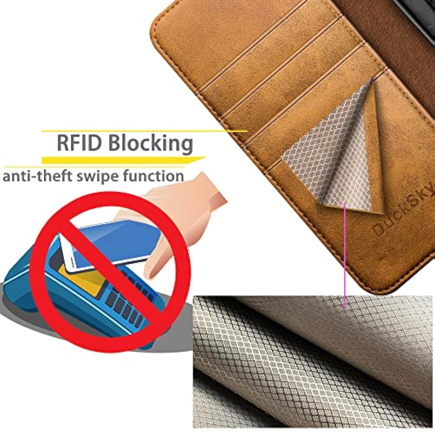 For Samsung Galaxy S24 Plus/S24+ Genuine Leather Wallet Case ?Rfid Blocking??4 Credit Card Holder??Real Leather? Flip Folio Book Phone Case Protective Cover Women Men For S24Plus Case Khaki