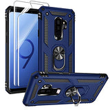 For  Galaxy S9 Plus Case (NOT Fit the Standard S9) with HD Screen Protectors, Military-Grade Metal Ring Holder Kickstand 15ft Drop Tested
