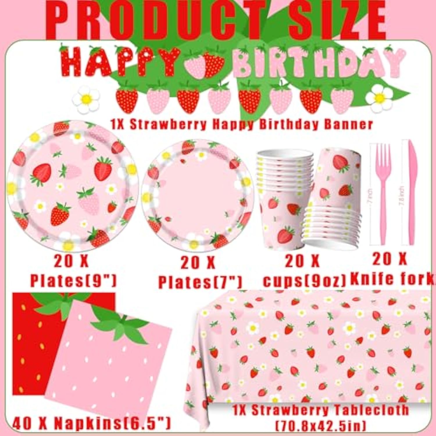 Strawberry Party Supplies Strawberry Theme Birthday Party Tableware Set Summer Fruit Themed Party Decorations For Berry Sweet Birthday Baby Shower Fruit 1St Party Decorations Serve 20