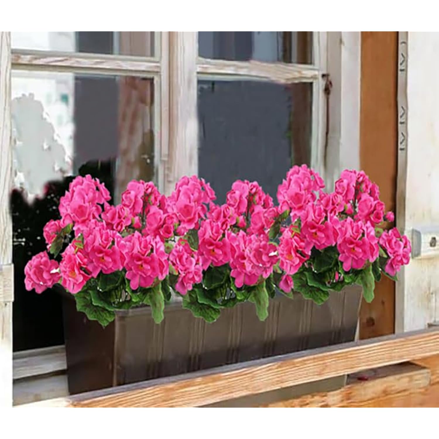 2Pcs Artificial Geraniums For Outdoor Silk Flowers Rose Red Artificial Geranium Bush Faux Flowers Red Geraniums For Floral Home Decor Indoor Garden Patio Grave Cemetary Vase Table Centerpiece…