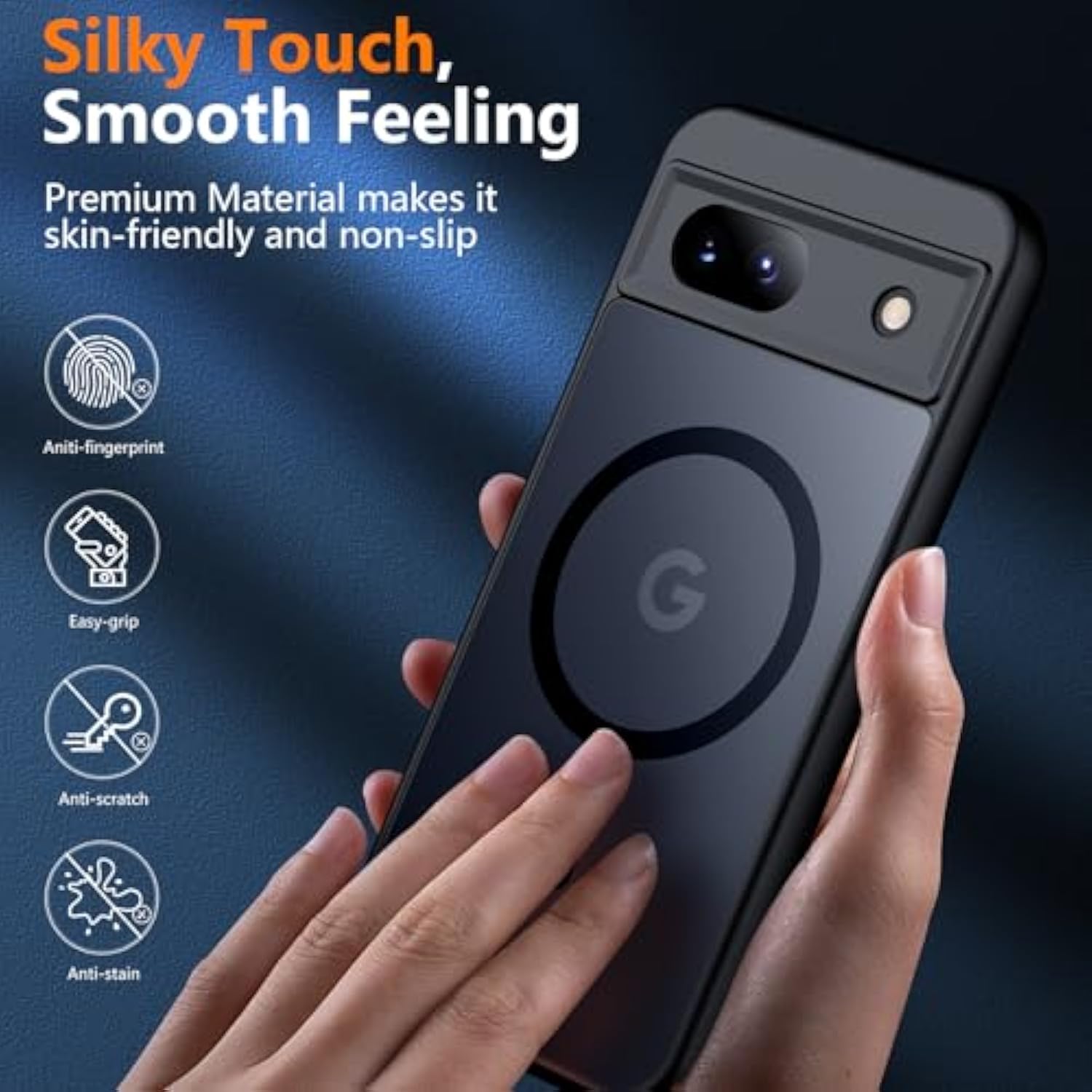 Magnetic For Google Pixel 8A Case, [Military Drop Protection] [Anti-Fingerprint] Slim Translucent Matte Back Durable Phone Case,Black